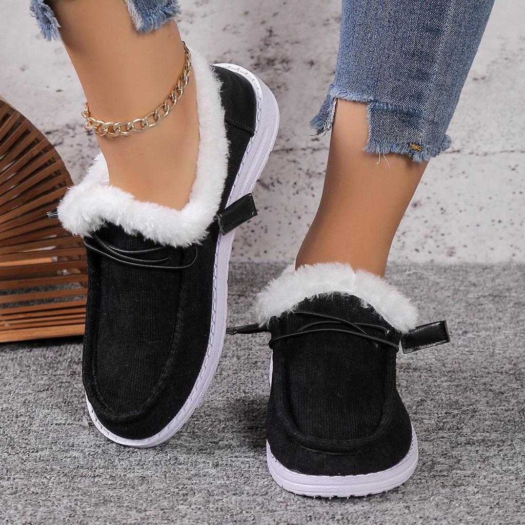 Large Casual Snow Boots Autumn Winter Round Head Short Tube Velvet Fleece Lace Up Cotton Boots Shoes 36-43