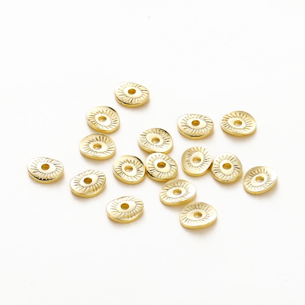 20-50pcs 5x6MM 14K 18K Gold Plated Brass Arcuate Embossing Spacer Beads Bracelets Beads Jewelry Making Supplies Diy Findings