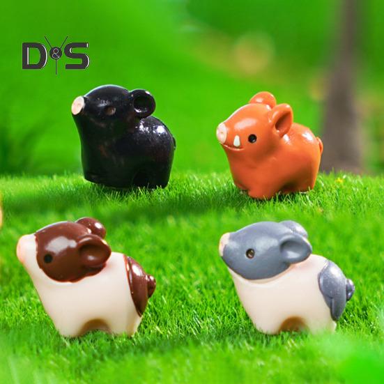 6 Pcs Mini Pig Figurine Resin Miniature Pig Ornament Planter Decor Cartoon Mini Pig Statue for Moss Micro Landscape Fairy Garden Accessories