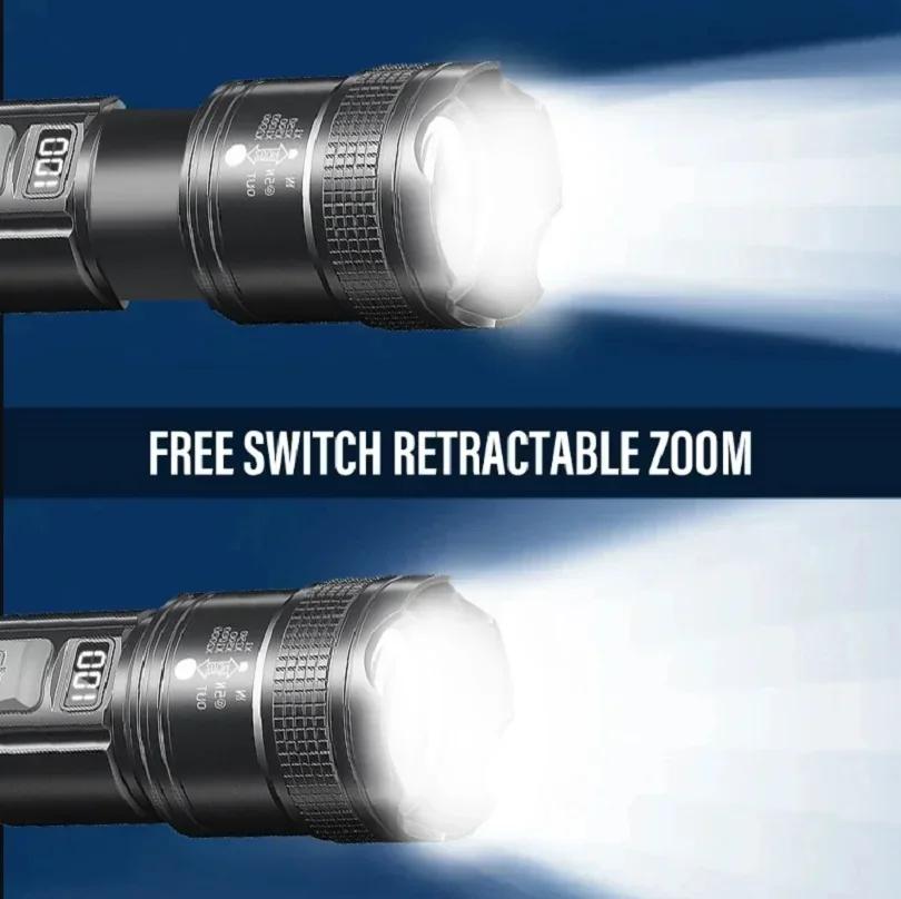 High Power Led Flashlight 1000000LM Powerful Flashlight Portable USB Rechargeable Led Lamp 2000mah Emergency Camping Torch