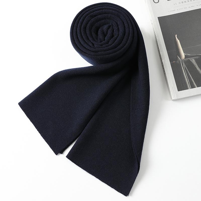 New Men's Wool Scarf, Versatile In Autumn and Winter, Thickened Knitted Monochrome, a Variety of Temperament Simple Cashmere Scarf