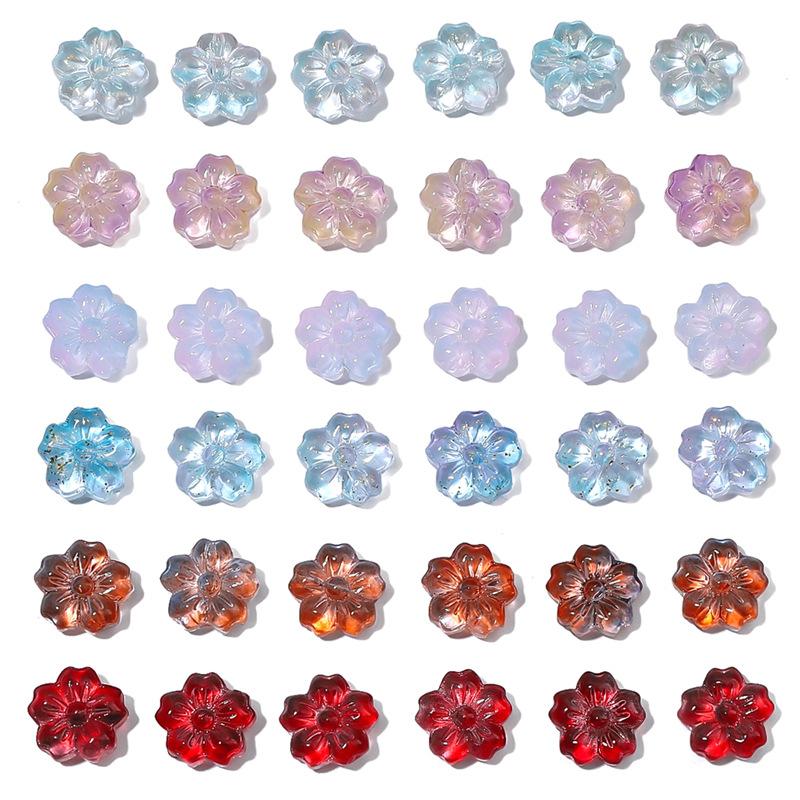 Sticlă Transparentă Gradient Mărgele Floare de Cireș Mărgele de Mână Handmade DIY Mărgele Floare Brățară Accesorii Bijuterii Materiale Mărgele Libere Culoare Minunată