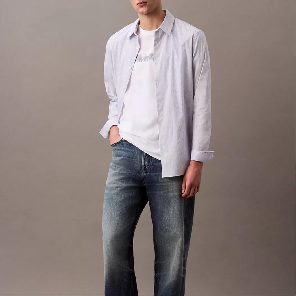 Calvin Klein Minimalist Comfortable Versatile Casual Spray Gun Logo Pattern Short Sleeve T-Shirt Men Tops Bright-White 4RB815G-110