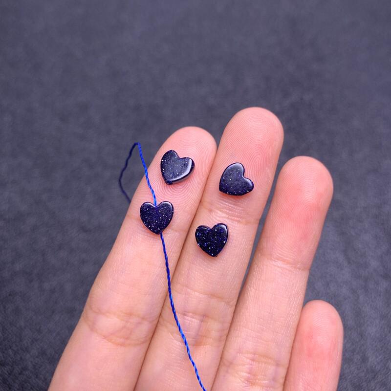 Blue Sandstone Heart Spacer Beads - DIY Jewelry Making Supplies