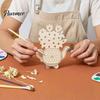 Desktop Flower Holder Wooden Teapot Shape Holder, Natural Wood Floral Display Stand, DIY Detachable Blank Vase Decor for Artificial Arrangement,