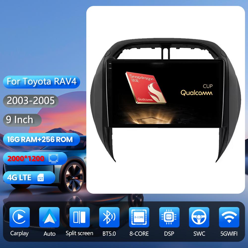 Android 16 Plug and Play Car Radio for Toyota RAV4 RAV 4 2003 - 2005, Carplay Screen, DAB+ Multimedia Player, 2K Car Radio, GPS