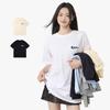 Japanese Minimalist Women's TU Print Cotton T-Shirt - Loose Short Sleeve, Round Neck, Trendy and Versatile Summer Top