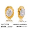 Exquisite Elegant Irregular Resin Pearls Ear Studs 18K PVD Stainless Steel Gold Color Fine Textured Smooth Earrings For W