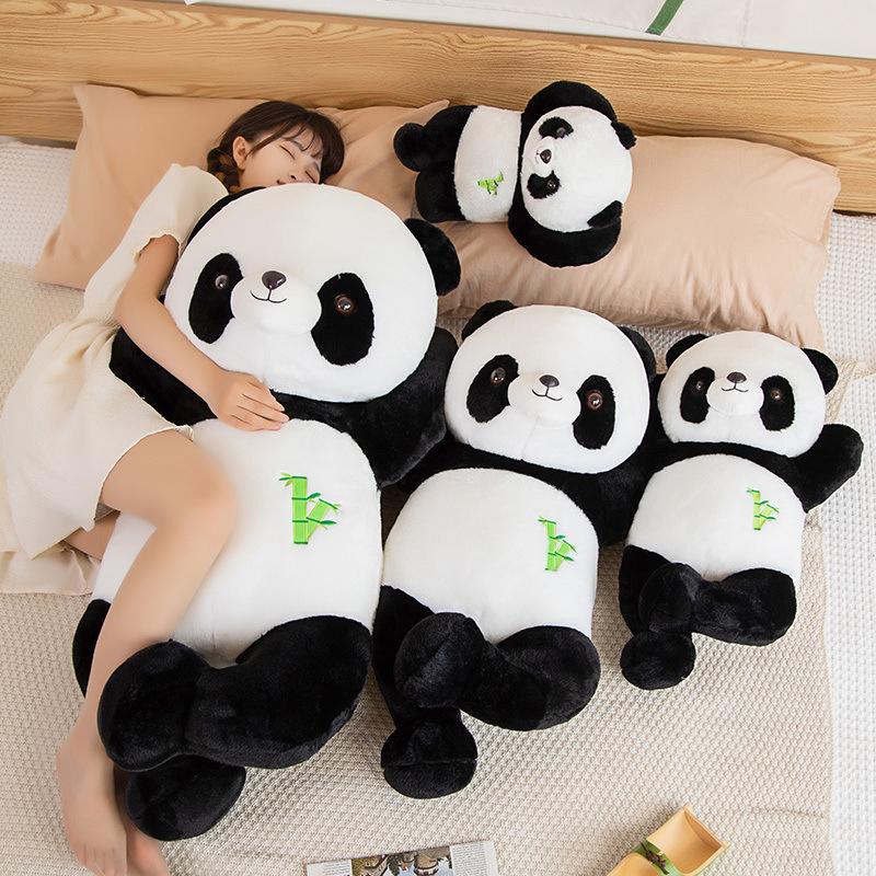 Cute Giant Panda Throw Pillow Plush Toy Doll Zoo Black And White Panda Doll Children Soothing Doll