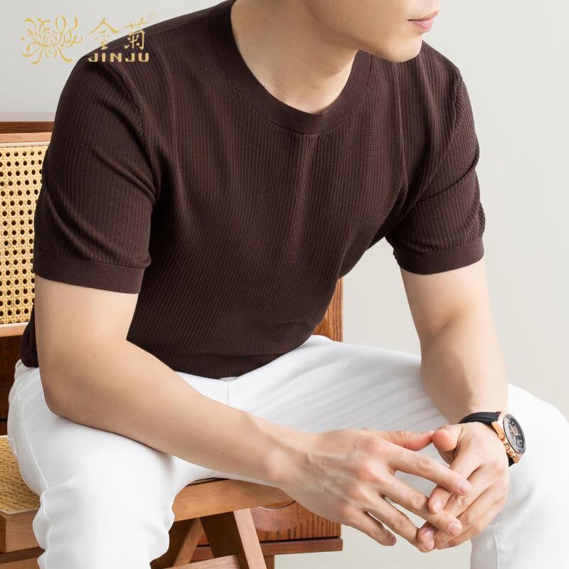 JINJU Men's Silk Blend Short Sleeve T-Shirt