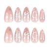 24 Pieces New Year's Wear Nail Almond Nail Piece Year of The Snake Metal Nail Art False Nail Star Moon Wear Nail Piece