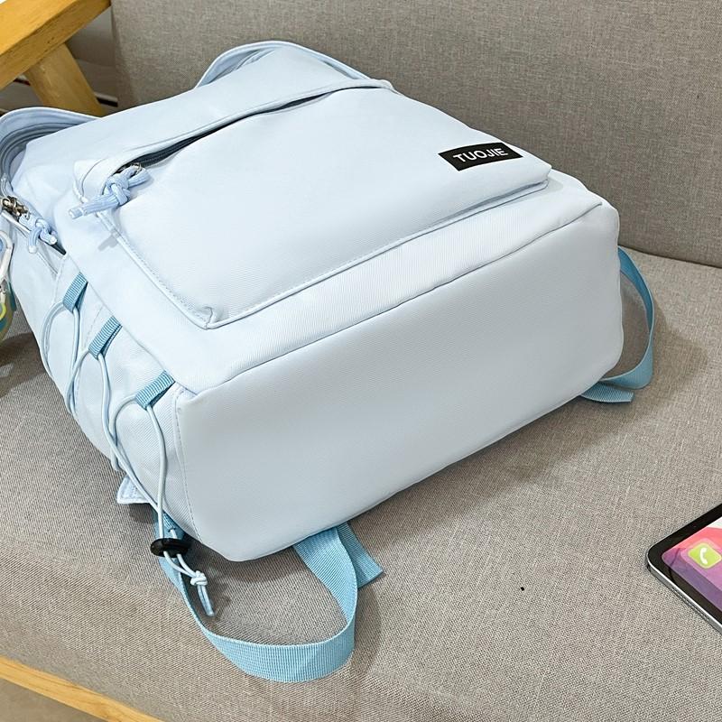 Women Lightweight Waterproof Backpack Solid Color Student Schoolbag