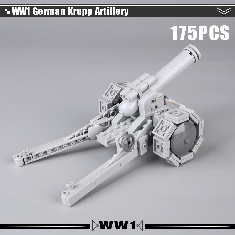 WW1 Military Series Vehicles Building Blocks Artillery Howitzer Soldier Figures Accessories British Italian Field Gun Bricks Toy
