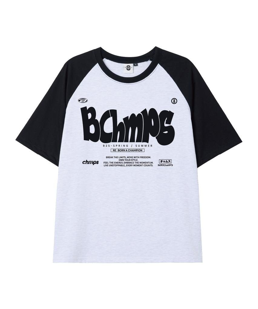 BORN CHAMPS [5 Colors] Bold Motion Oversized Raglan Short Sleeve T-Shirt B25St87