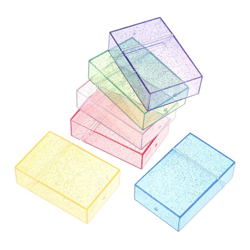 Clear Glitter Small Storage Box Kpop Photo Mini Card Holder Flip Lid Photo Case Small Stationery Card Holder Organizer