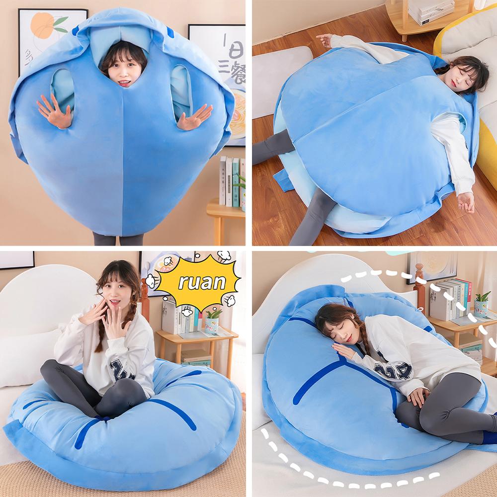 Giant Wearable Turtle Shell Pillow - 31.5 Inch Oversized Plush Costume For Kids & Adults Blue