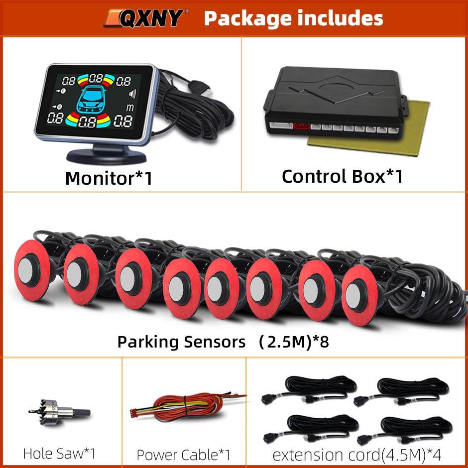 

16.5MM Plane Car Reverse Parking 8 Sensors Backup Radar Parktronic for Bumper Adjustable Depth Digital Display Obstacle Distance