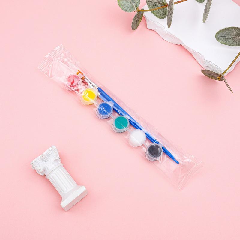 12-Color Acrylic Paint Strips with Plaster Doll for Kids DIY Graffiti, 3ml Each