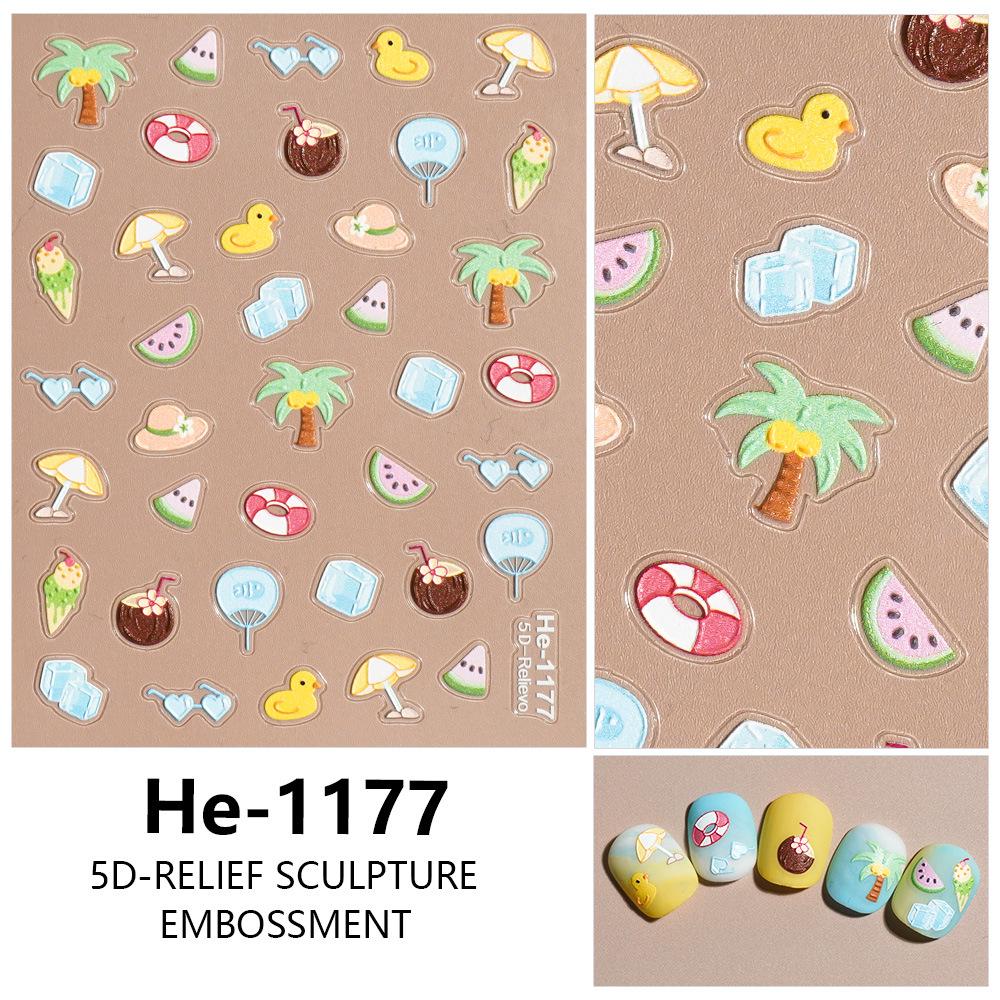 Redanco 5D Embossed Summer Shell Nail Art Stickers - HE-1178