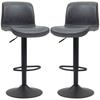 Bar Stools Set Of 2 PU Leather Barstools With Backrest And Footrest For Kitchen Counter Breakfast Bar Dark Grey