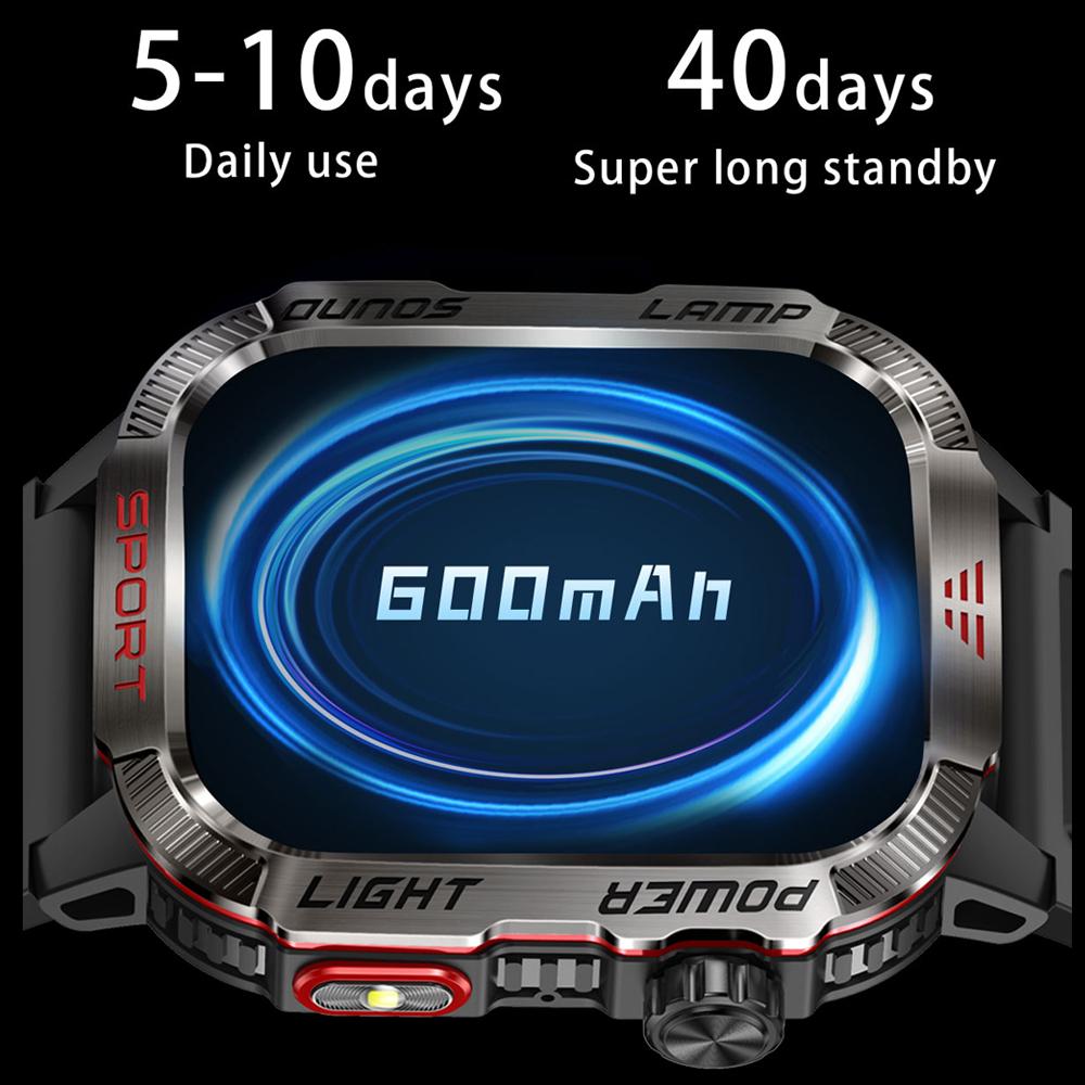 2025 Neue Militär-GPS-Smartwatch Herren Taschenlampe Kompass Wasserdicht Outdoor-Sport-Tracker Bluetooth-Anruf Smartwatch