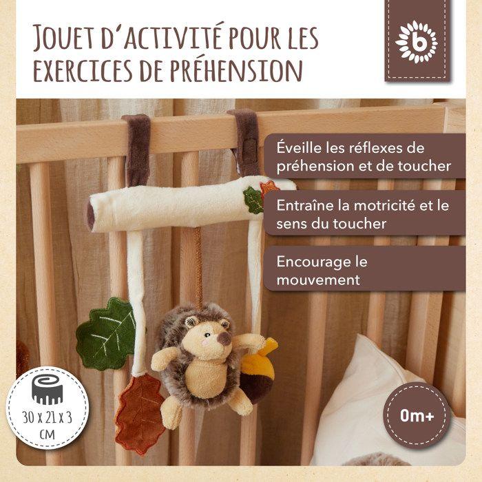Bieco chaîne pour poussette design hérisson | env. 30x21 cm | chaine de poussette | pendentif arche de jeu | mobile jouet bébé