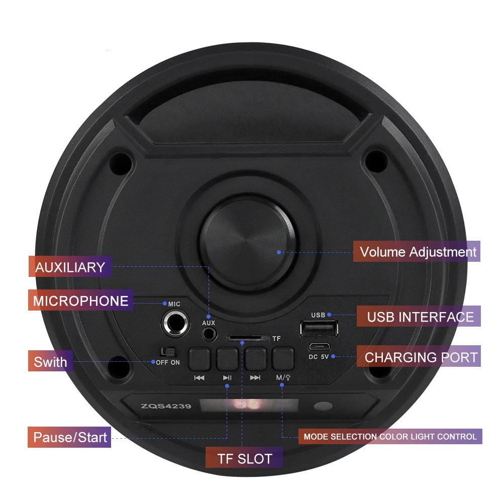 Bluetooth-Compatible Speaker Loud Boombox with Double Subwoofer Deep Bass Lights Outdoor Speaker Support USB/TF/AUX/FM/BT/MIC