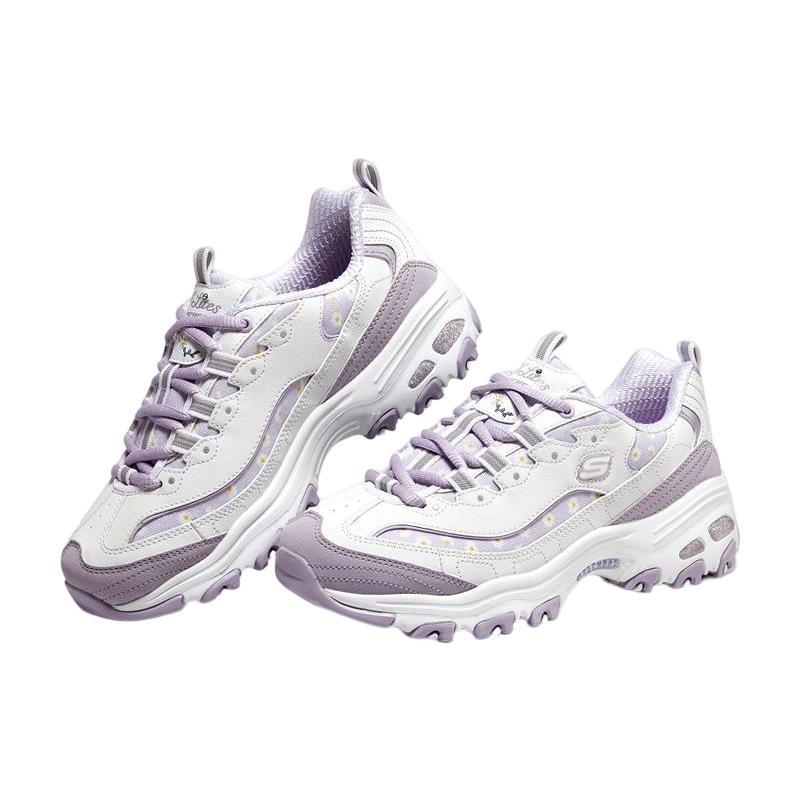 (WMNS) Skechers D'Lites 1.0 Shoes 'White Purple' Women's 896180-WLV