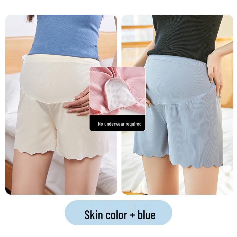 Maternity Ice Silk Safety Pants, Three-Quarter Length, Anti-Exposure, Lightweight for Summer.
