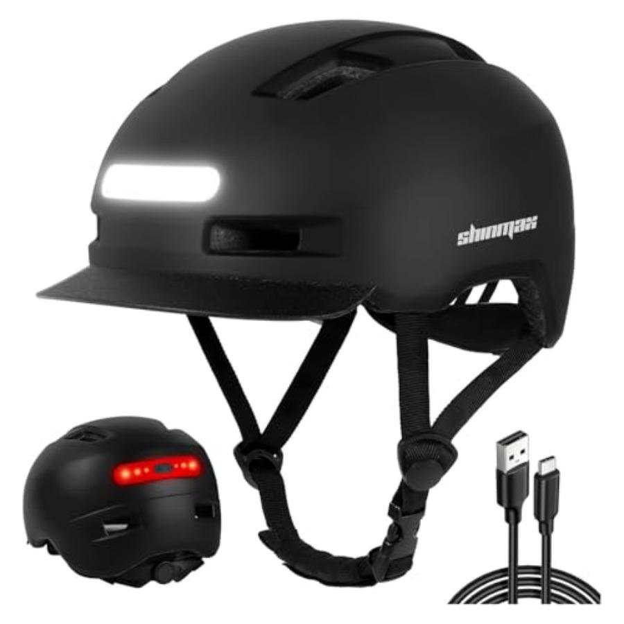 

Bike Helmet, Adult Cycling Helmet with USB Rechargeable LED Front and Back Light Bicycle Helmets for Men Women чорний