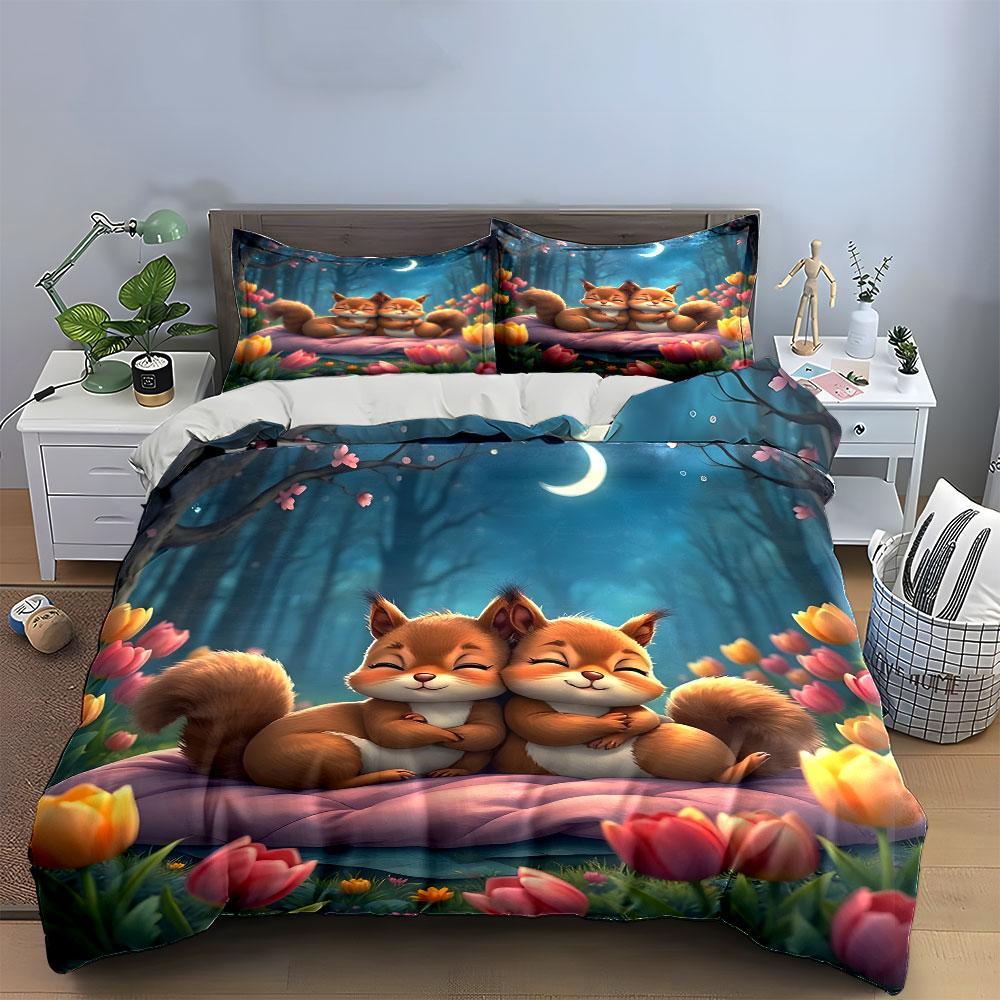 Forest Animal Bedding Set Decoration Multiple Sizes Kid'S And Adults' Bedroom Exquisite 3Pc Bedding Set, Gift
