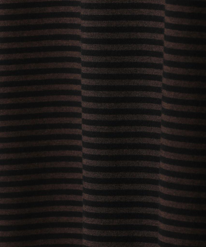 SLOW RECORD HOUSE Striped Short Sleeve T-Shirt_Brown