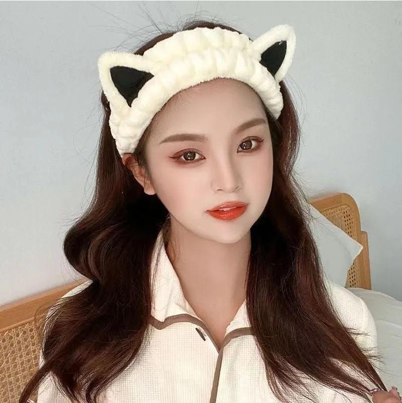 

Плюшевая повязка на голову Sweet Face Wash Makeup Трехмерная плюшевая повязка на голову One Size белый