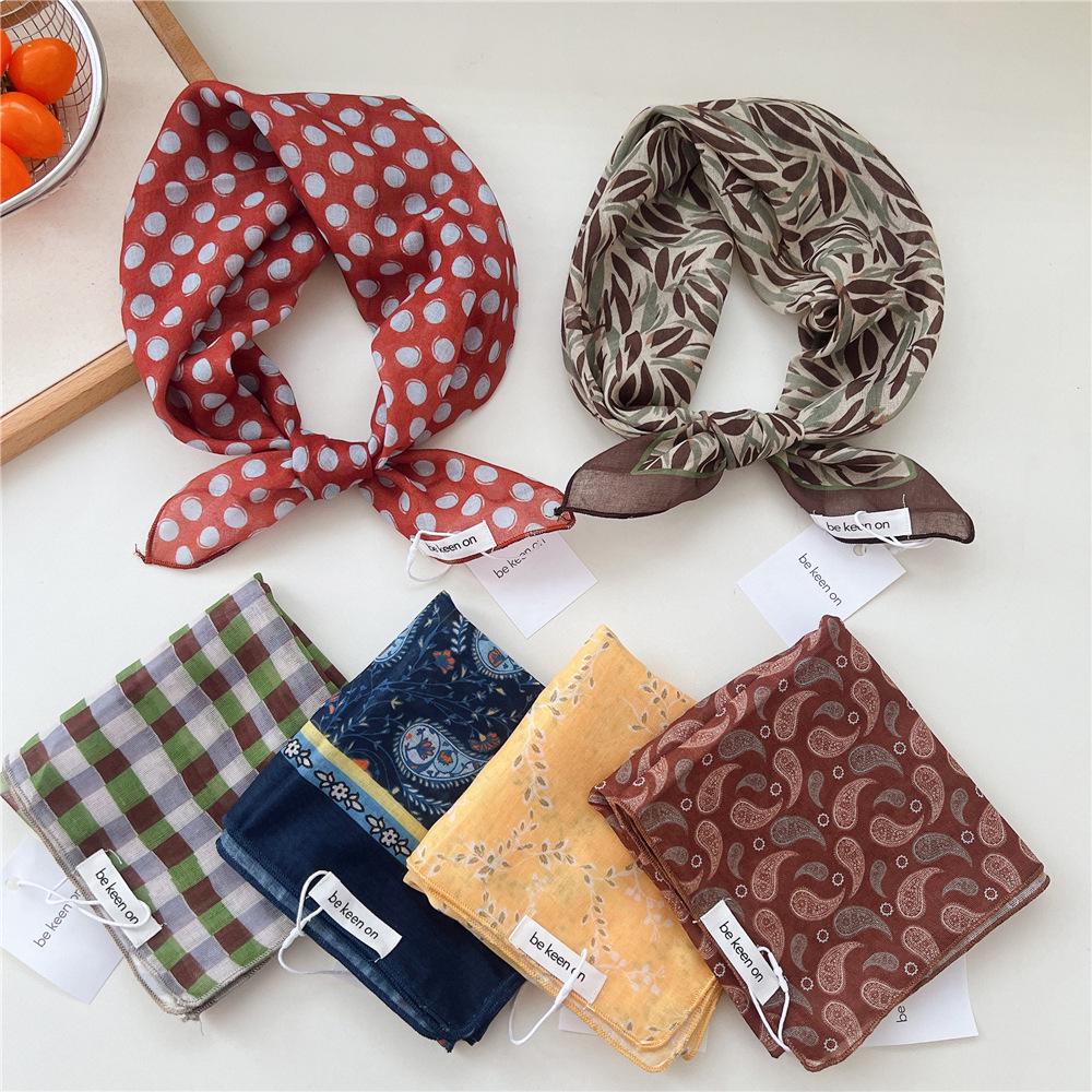 55 Polka Dot Silk Scarf: Spring Summer Korean Fashion Headscarf & Decorative Hairband for Women