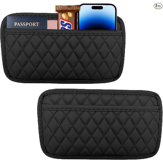 2 PCS Side Pocket Organizer, Waterproof Leather Self-Adhesive Storage-Large