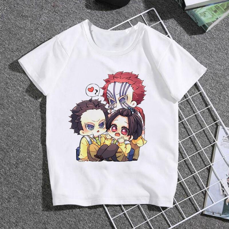 Fashion Cartoon Demon Slayer Anime Kimetsu No Yaiba Print Kids T-Shirt Summer Tees Loose Short Sleeve Women Tops Female Clothes