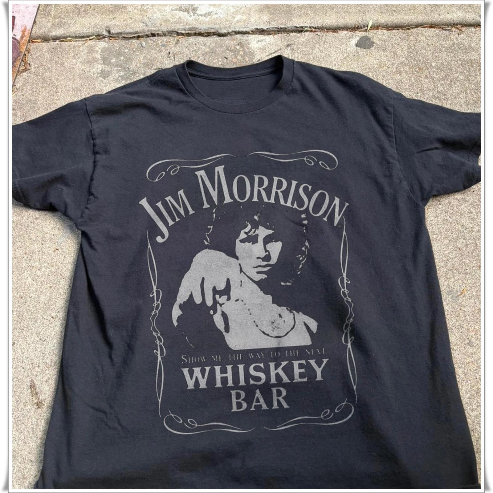 Rare Jim Morrison Whiskey Bar T-shirt, Unisex Black T-shirt, Size S-5XL XXL