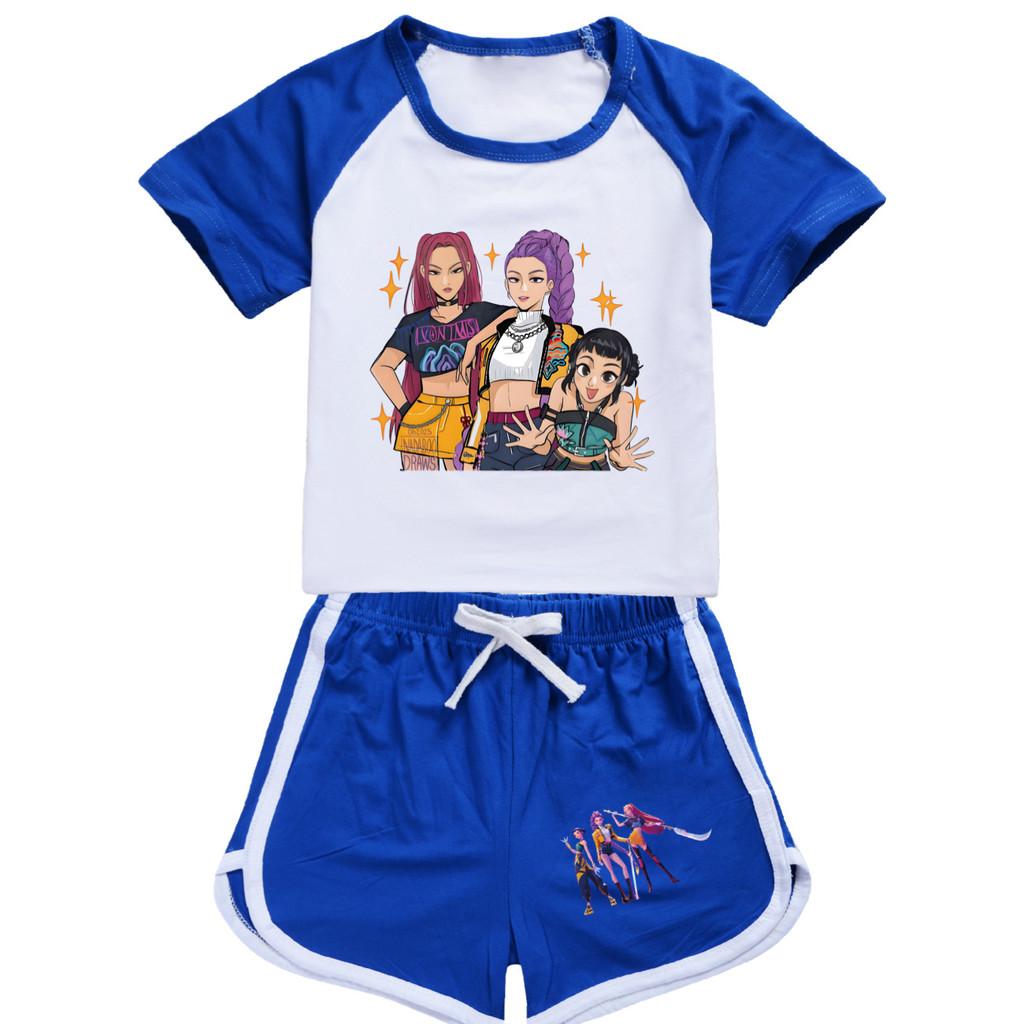 Kpop Demon Hunters Children Summer Short Sleeve Shorts Sport Set With Soft Cotton Fabric For Active Play