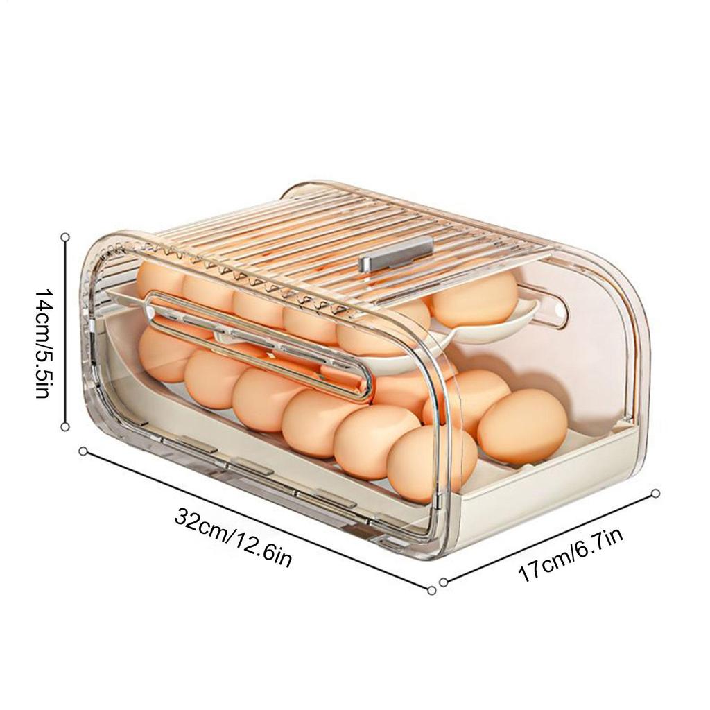 2-stufige Schiebedeckel-Automatische Roll-Eierablage Transparente Kühlschrank-Schieb-Eierbox Eierhalter Kühlschrank-Organizer