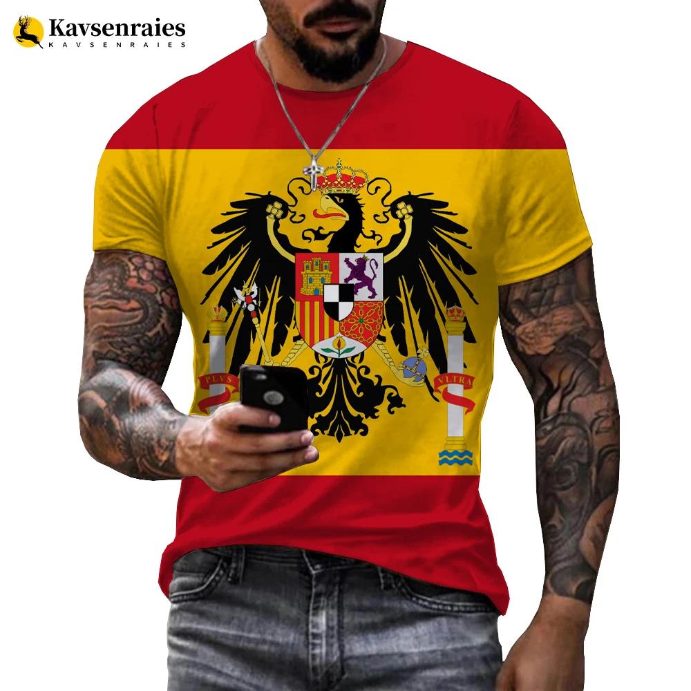 Spain Flag 3D Printed T-shirt Men Harajuku Casual Oversized T Shirt Unisex Hip Hop Streetwear Cool Tops