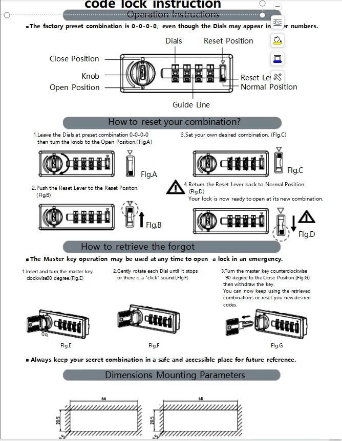 VIANS Mechanical Combination Lock Key Password Drawer Wardrobe Office Furniture Metal Wooden Cabinet Lock
