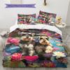 Pink Schnauzer Pattern Bedding Home Decoration Birthday Gift (1 * Duvet Cover + 2 * Pillowcase, Without Core)