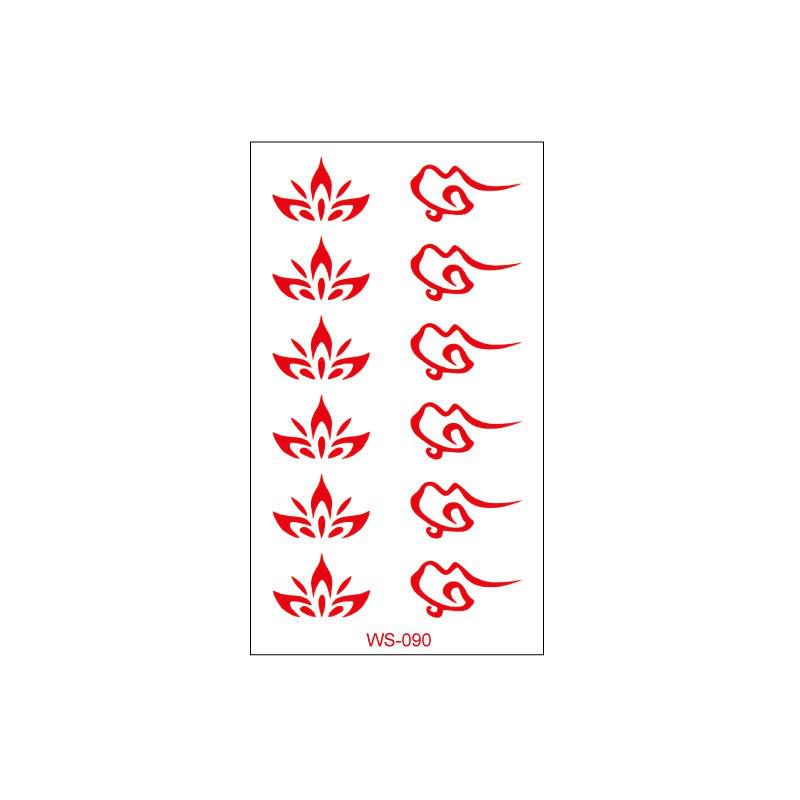 Waterproof Floral Forehead Tattoo Sticker for Women & Children - Ancient Costume Fairy Hanfu & Bride Red Stickers