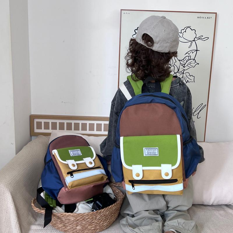 Modern Trendy Dual Color Letter Backpack For School Lightweight And Breathable Design