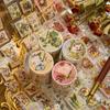 5.5*200cm Vintage Postal Stamps Tape, Gold Embossed Scrapbooking Supplies, Decorative Phone Background Sticker