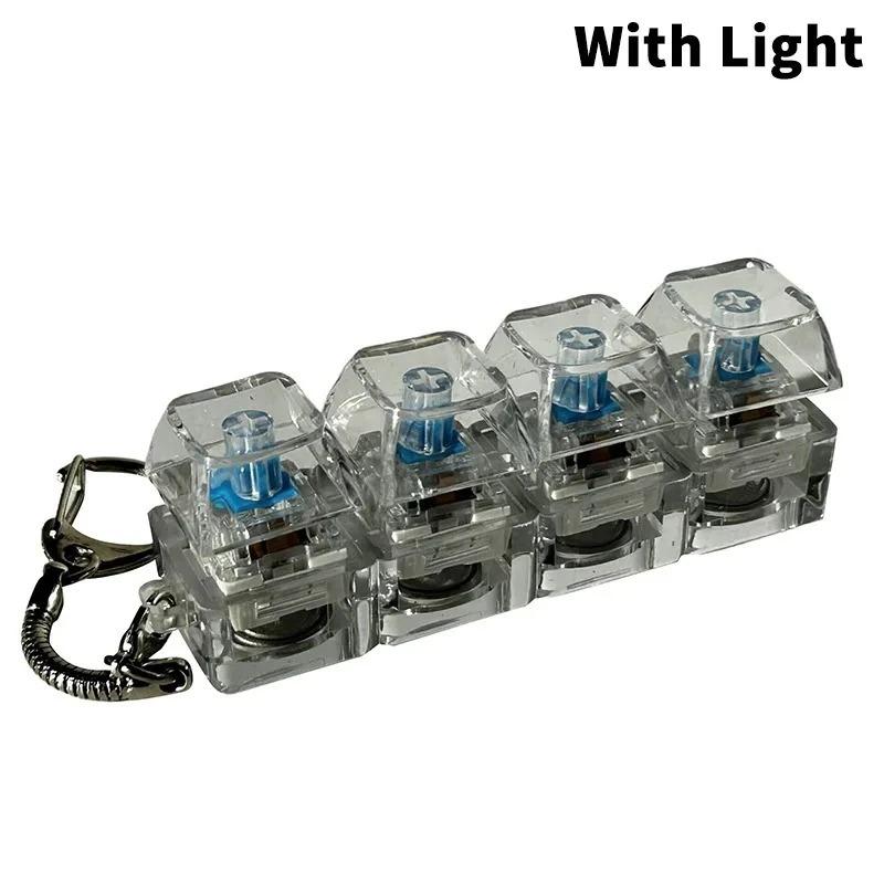 4/9 Keys LED Keyboard Keychain Fidget Toys Crystal Clicker Sensory Toy for Stress Relief Keyboard Keychain Fidget Gadget