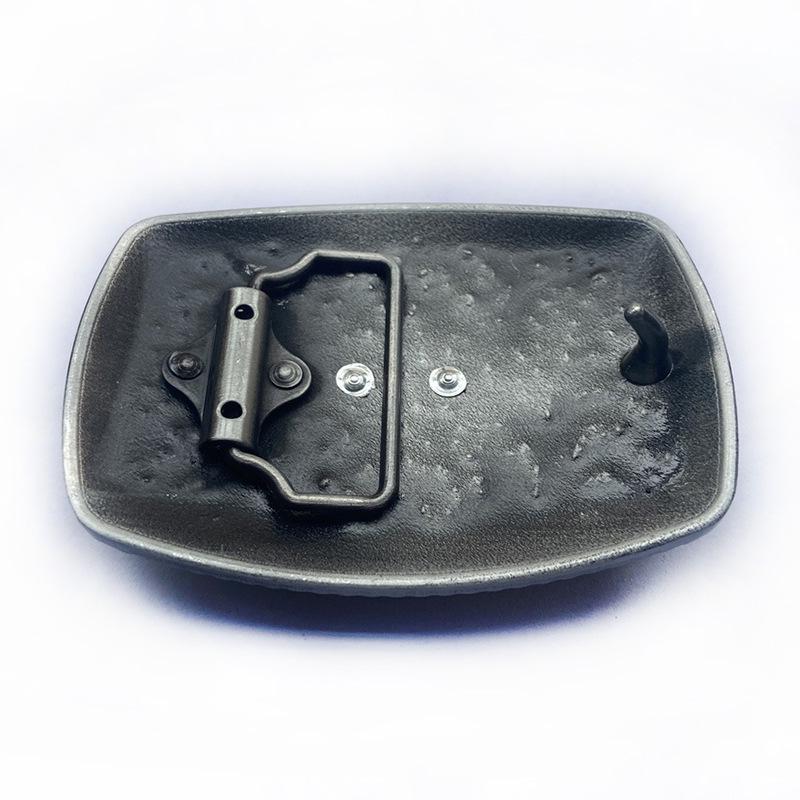 Lycoris Retro Western Cowboy Bull Head Leather Belt Buckle, 4.0cm, Smooth Square Design.