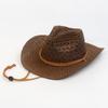 Beliebter Sommer Stroh Cowboyhut Outdoor Sonnenschutz Strohhut Damen Hohl Großes Schirmrand Strandhut