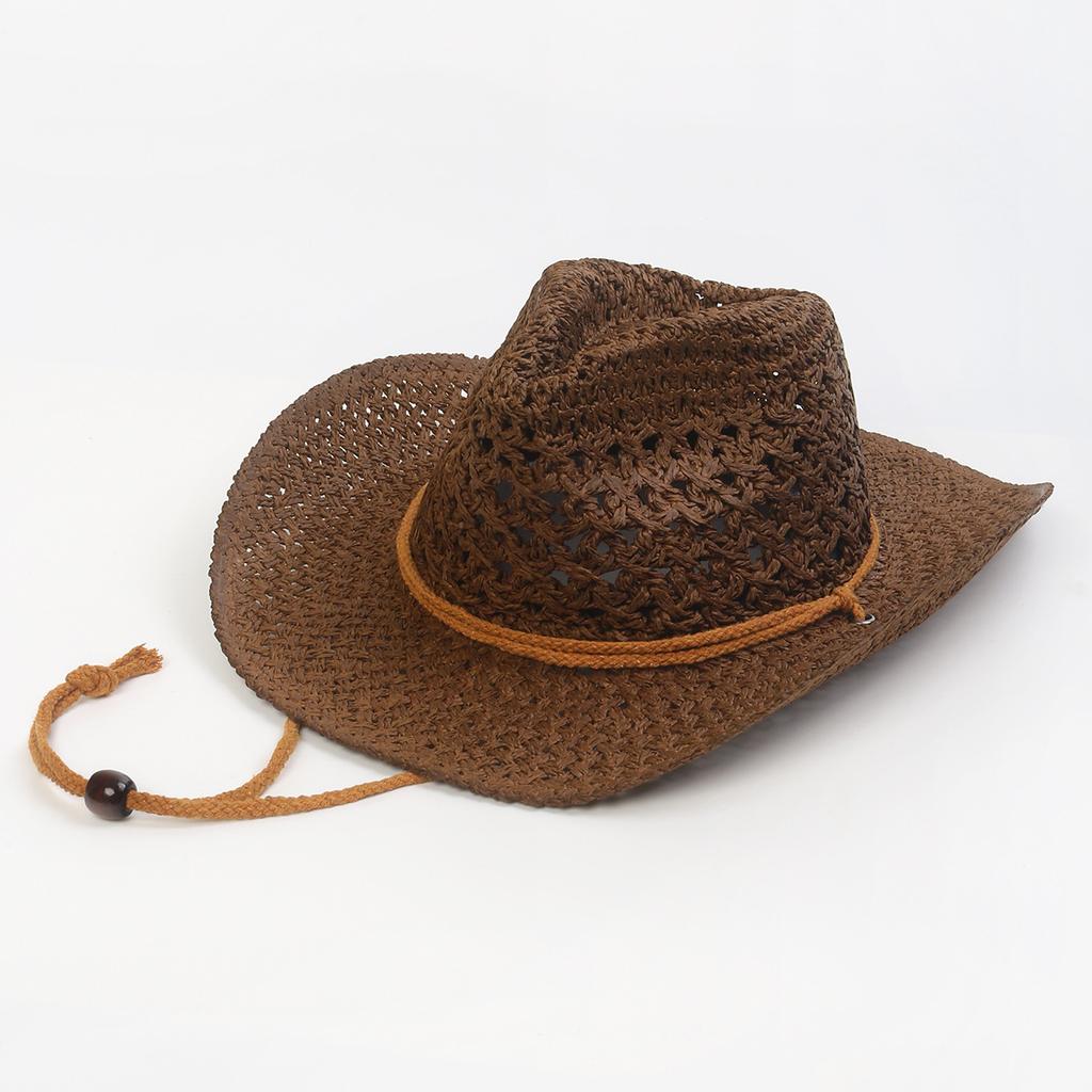 Beliebter Sommer Stroh Cowboyhut Outdoor Sonnenschutz Strohhut Damen Hohl Großes Schirmrand Strandhut
