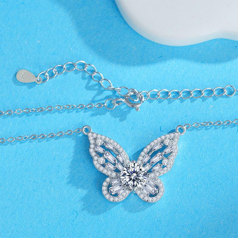 

Moissanite Tennis Necklace for Woman Wedding Jewely with Certificate Sterling Sliver Plated White Gold Necklace Moissanite&1ct(6.5mm) белый